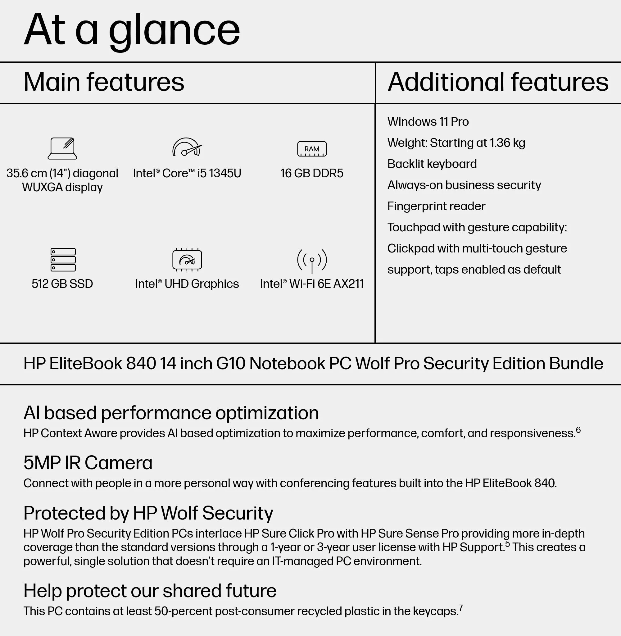 HP EliteBook 840 G10 Laptop - 35.6 cm (14") - Intel® Core™ i5-1345U - 16 GB DDR5-SDRAM - 512 GB SSD - Wi-Fi 6E - Windows 11 Pro - Silver - Image 10