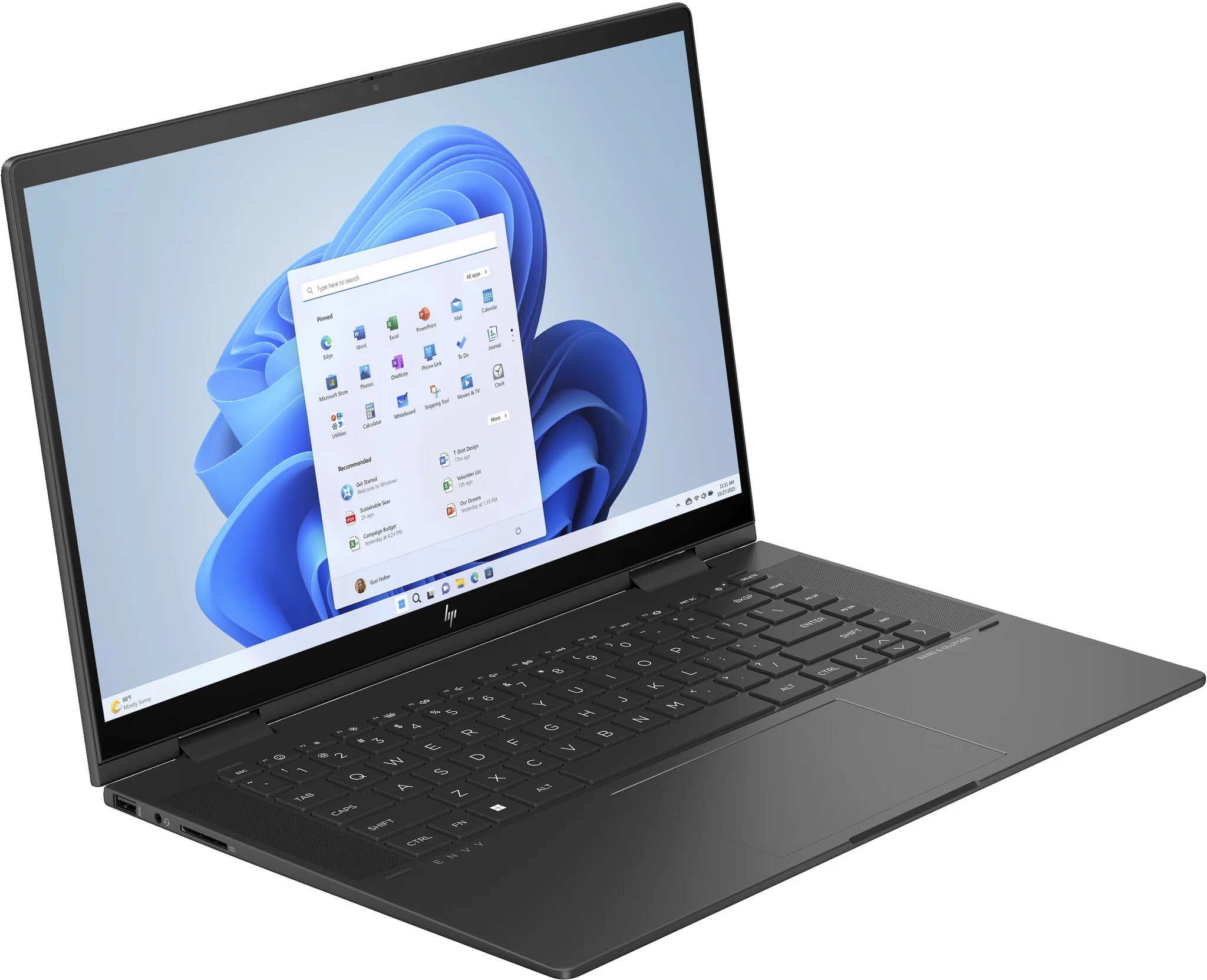 HP ENVY x360 Hybrid (2-in-1) - 39.6 cm (15.6") - Touchscreen - AMD Ryzen™ 5 7530U - 8 GB LPDDR4x-SDRAM - 512 GB SSD - Wi-Fi 6E - Windows 11 Home - Black - Image 2