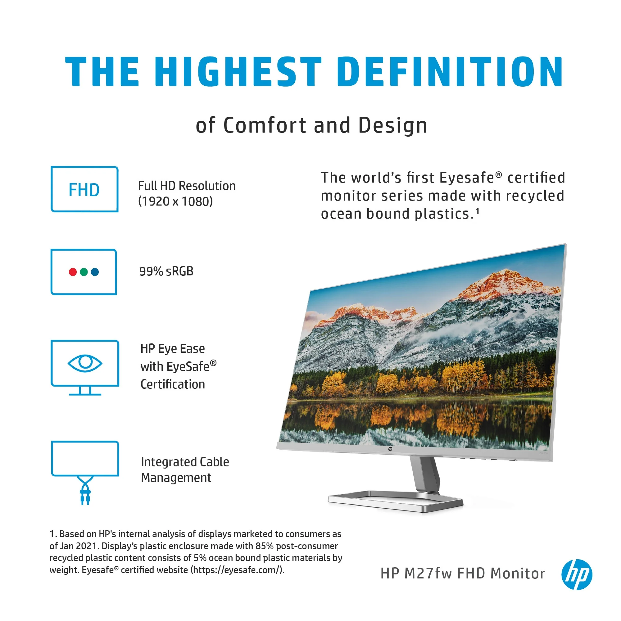 HP M27FW - 68.6 cm (27") 1920 x 1080p Full HD Monitor - Image 9