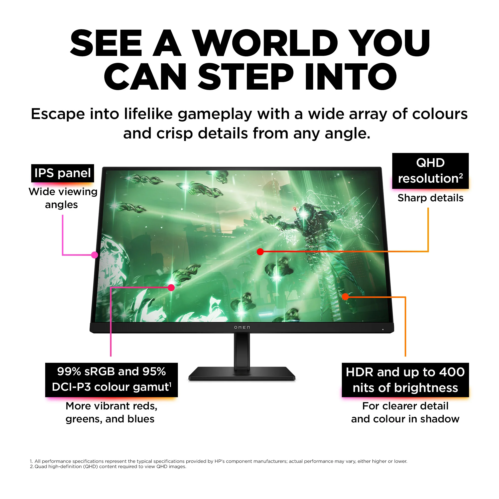 HP OMEN 27Q - 68.6 cm (27") - 2560 x 1440 pixels QHD Monitor - Image 9