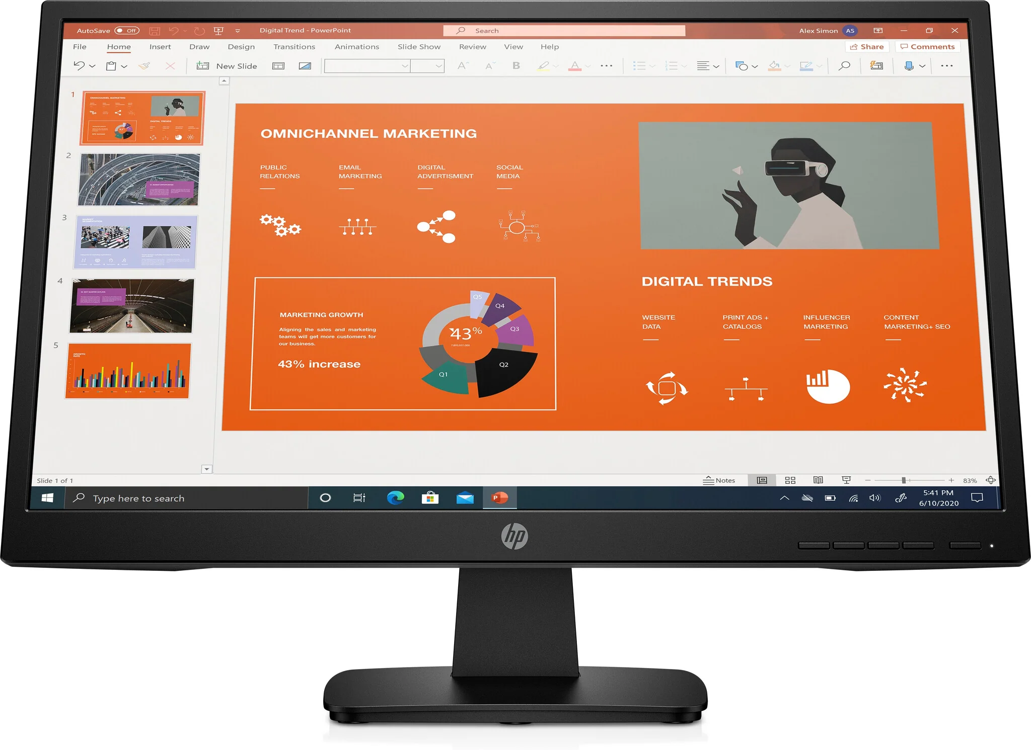 HP P22VA G4 - 54.6 cm (21.5") - 1920 x 1080 pixels Full HD Monitor