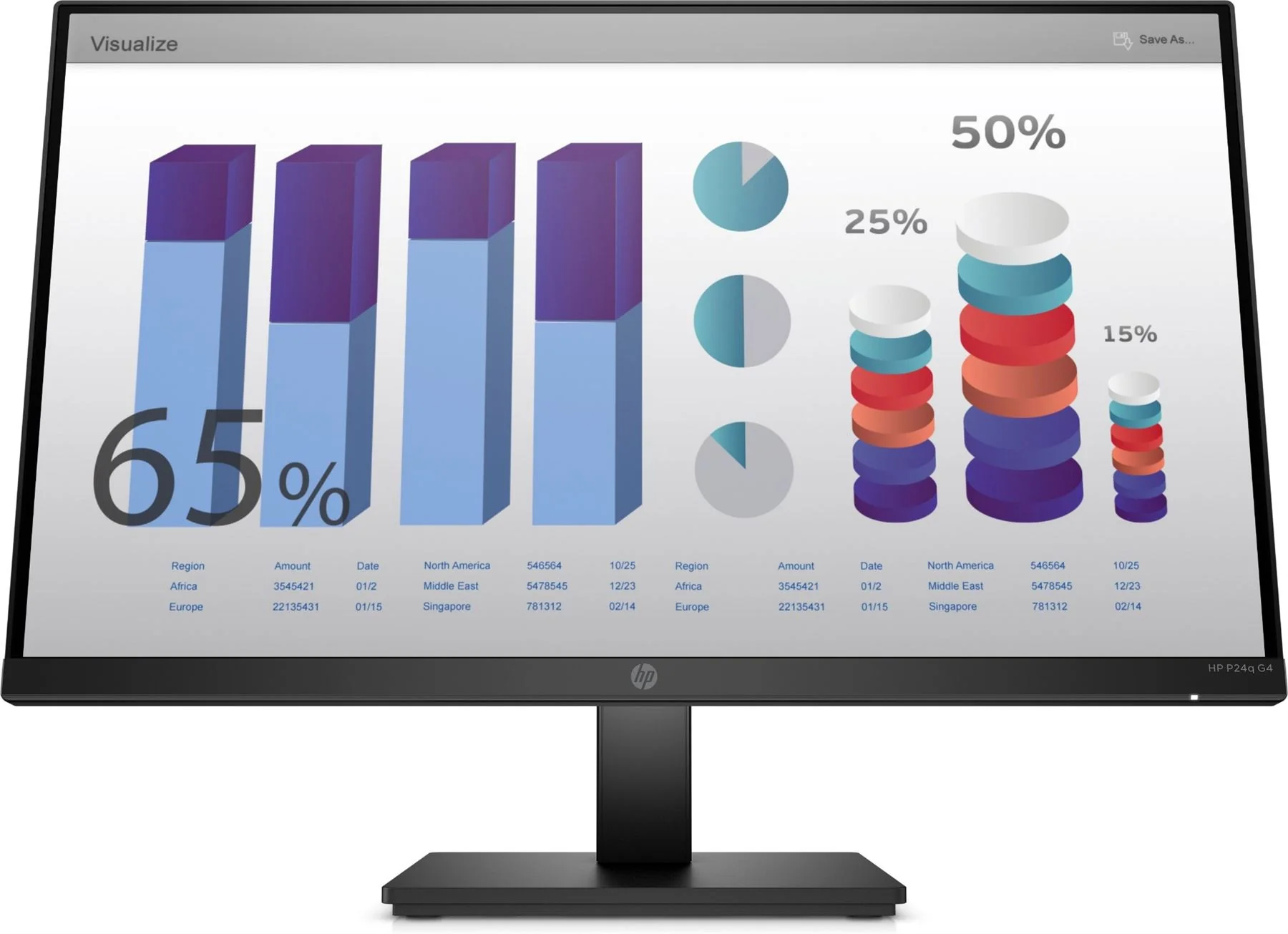HP P24q G4 computer monitor 60.5 cm (23.8") 2560 x 1440 pixels Quad HD LED