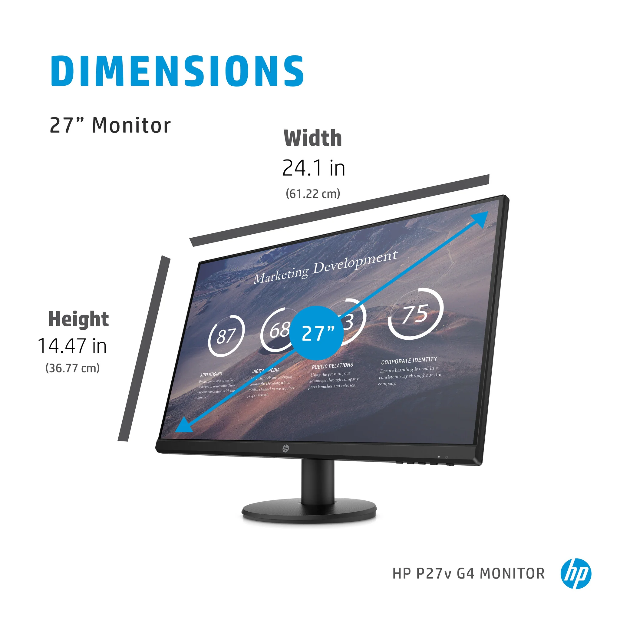 HP P27V G4 - 68.6 cm (27") - 1920 x 1080 pixels Full HD LCD Monitor - Image 7