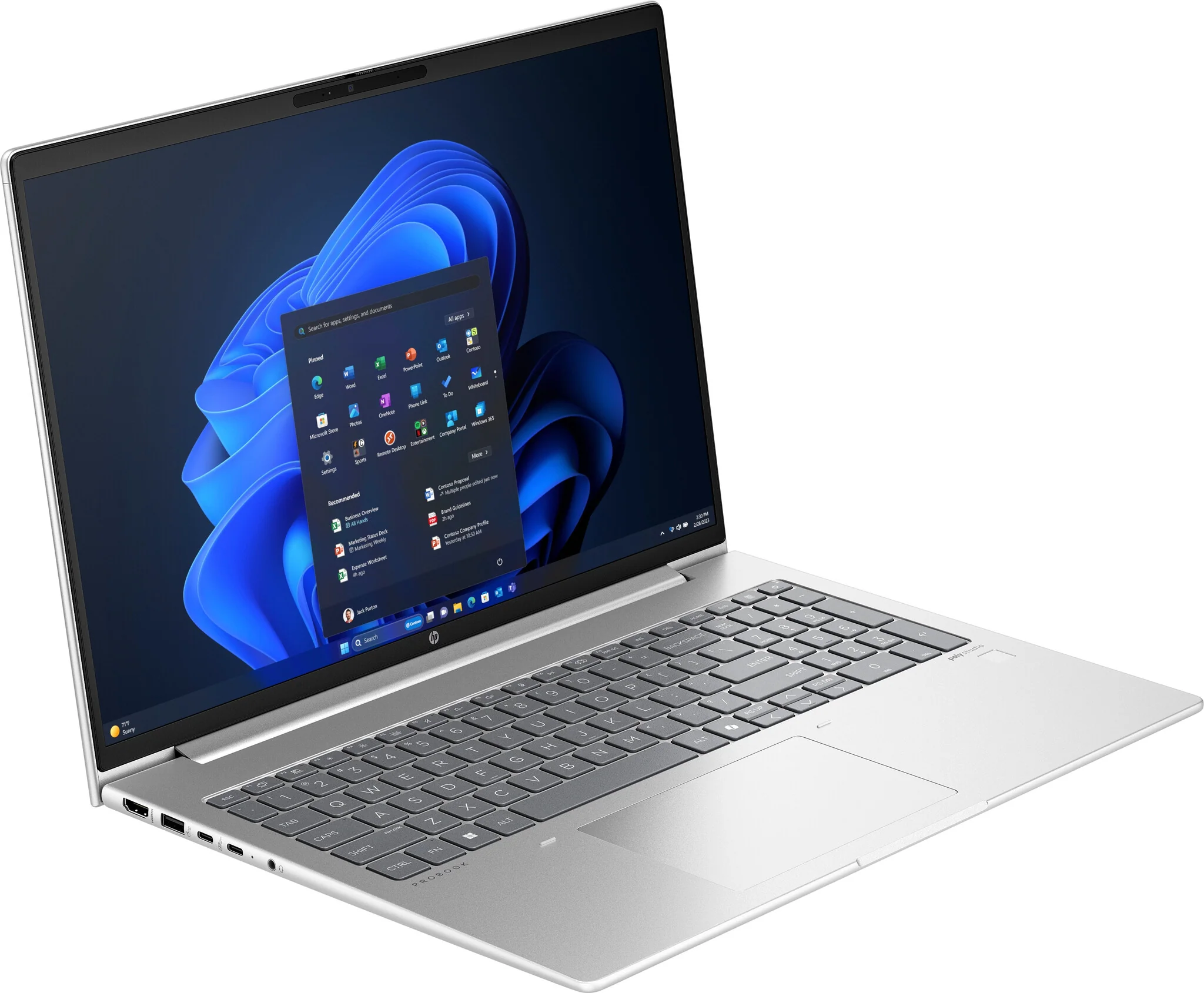 HP ProBook 465 G11 Laptop - 40.6 cm (16") - AMD Ryzen™ 5 7535U - 16 GB DDR5-SDRAM - 512 GB SSD - Wi-Fi 6E - Windows 11 Pro - Silver - Image 2