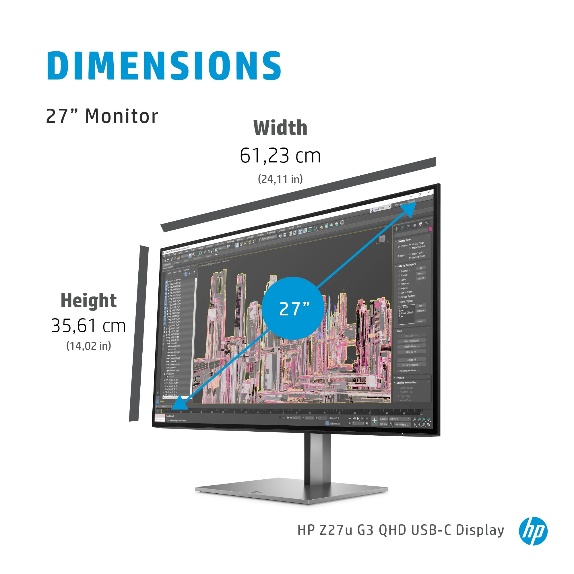 HP Z27U G3 - 68.6 cm (27") - 2560 x 1440 pixels 2K Ultra HD LED Monitor - Image 6