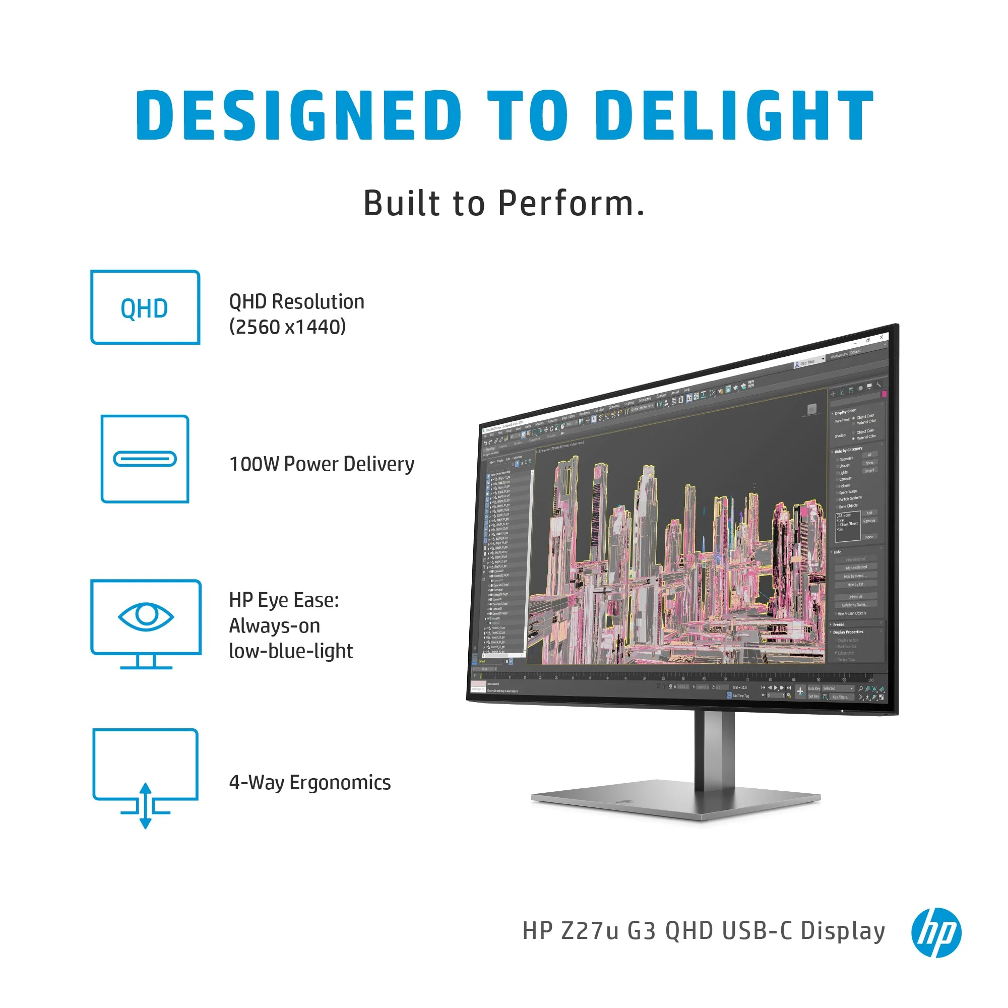HP Z27U G3 - 68.6 cm (27") - 2560 x 1440 pixels 2K Ultra HD LED Monitor - Image 9