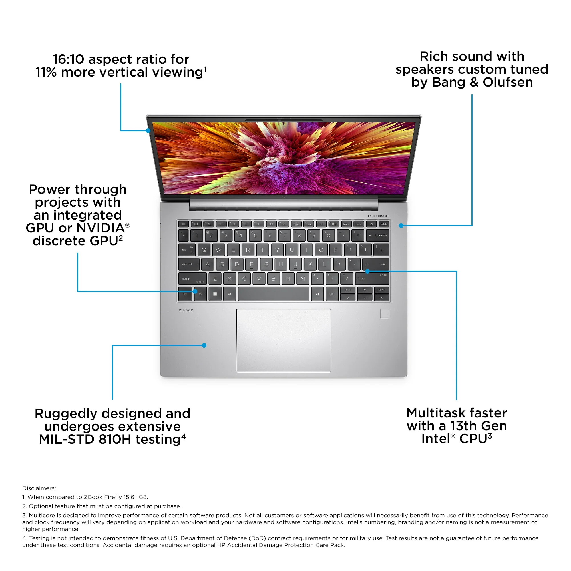 HP ZBook Firefly 14 G10 Laptop - 35.6 cm (14") - Intel® Core™ i7-1355U - 16 GB DDR5-SDRAM - 512 GB SSD - NVIDIA RTX A500 - Wi-Fi 6E - Windows 11 Pro - Silver - Image 17
