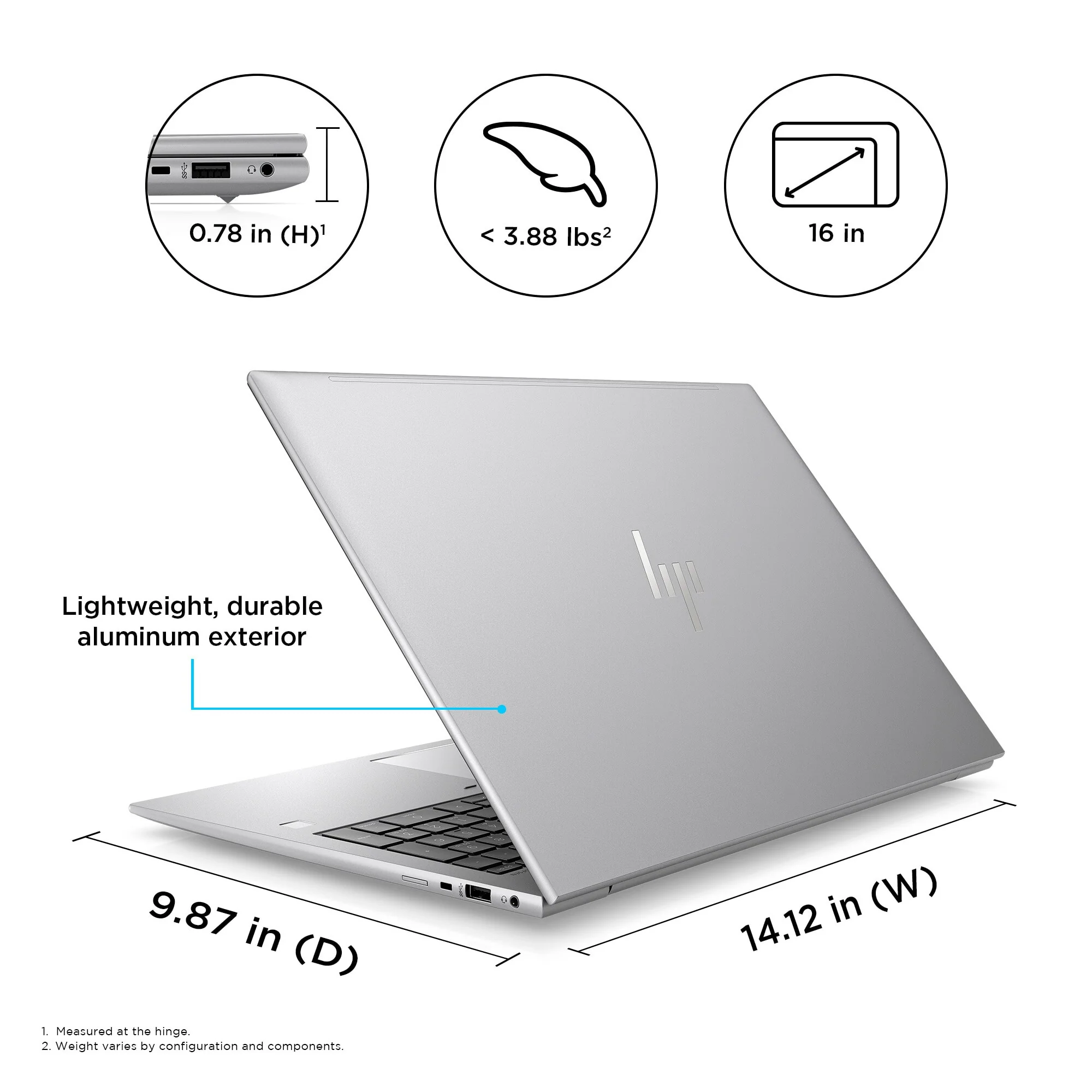 HP ZBook Firefly 16 G10 Laptop - 40.6 cm (16") - Intel® Core™ i7-1355U - 16 GB DDR5-SDRAM - 512 GB SSD - NVIDIA RTX A500 - Wi-Fi 6E - Windows 11 Pro - Silver - Image 14