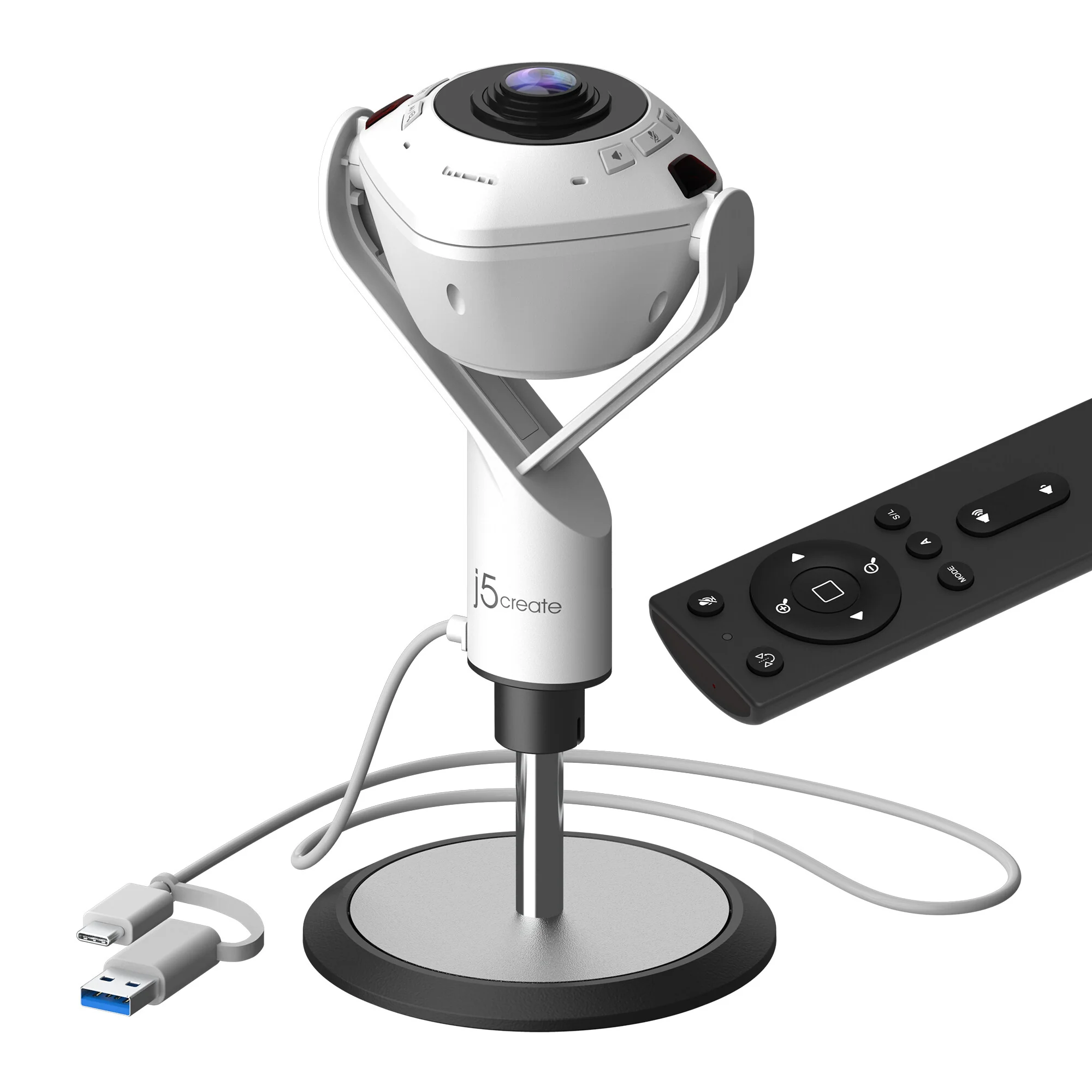 j5create JVU368 - USB Wired 360° AI-Powered 1080p Webcam with Speakerphone - Image 2