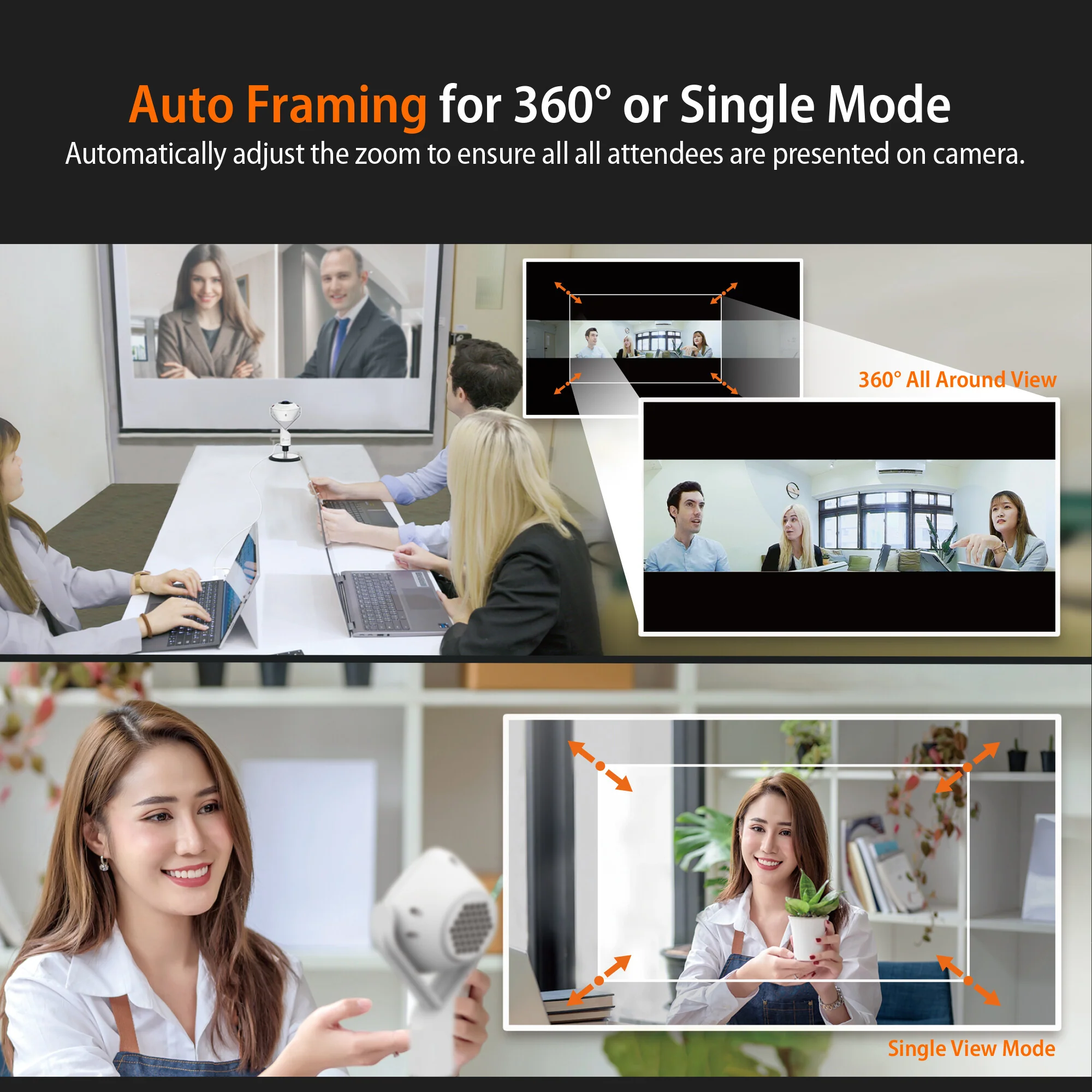 j5create JVU368 - USB Wired 360° AI-Powered 1080p Webcam with Speakerphone - Image 9