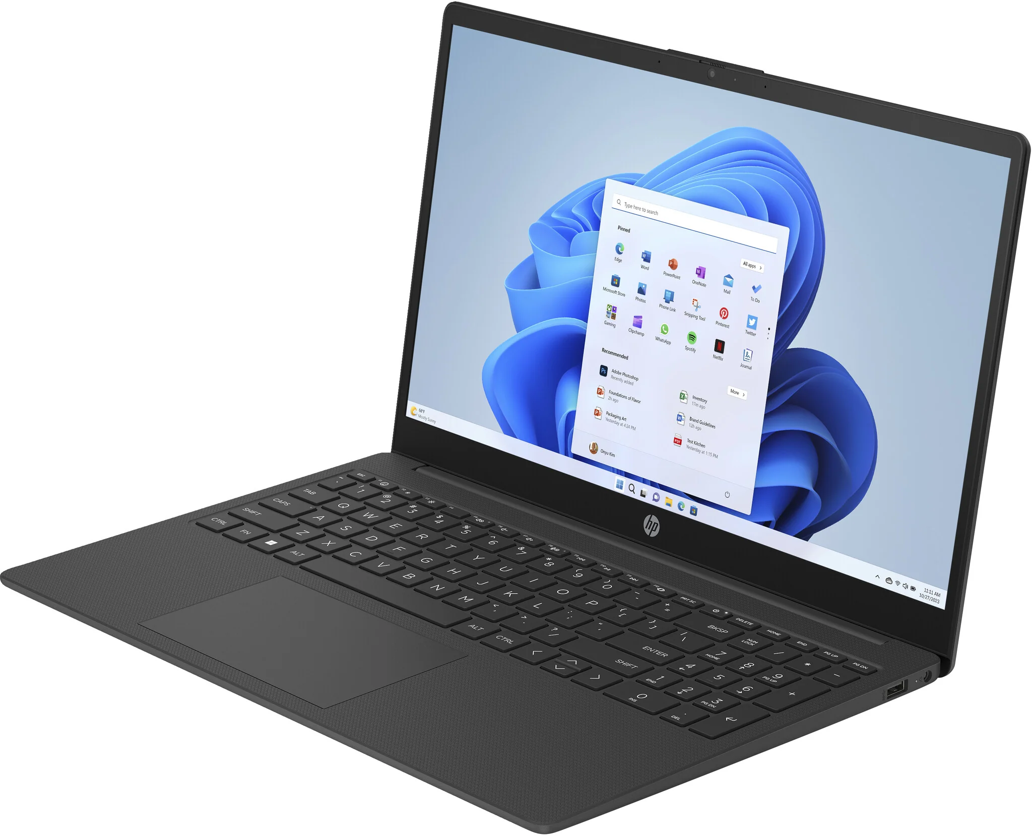 HP 15-FC0018NA Laptop - 39.6 cm (15.6") - AMD Ryzen™ 3 7320U - 4 GB LPDDR5-SDRAM - 128 GB SSD - Wi-Fi 6 - Windows 11 Home in S mode - Black - Image 2