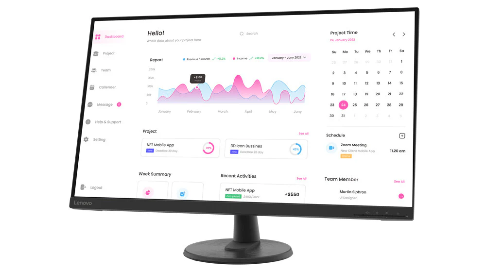 Lenovo D32-40 - 80 cm (31.5") - 1920 x 1080 pixels FHD W-LED Monitor - Image 2