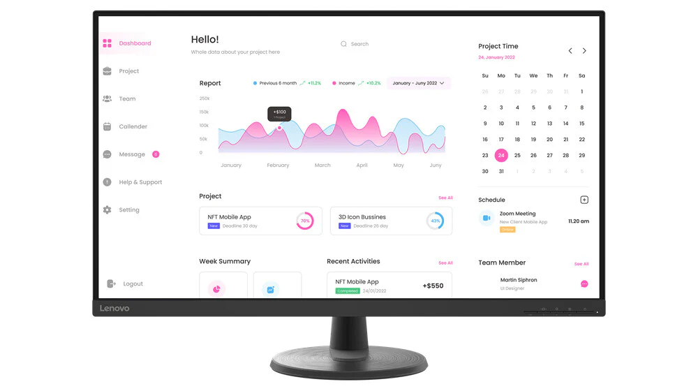 Lenovo D32-40 - 80 cm (31.5") - 1920 x 1080 pixels FHD W-LED Monitor - Image 3