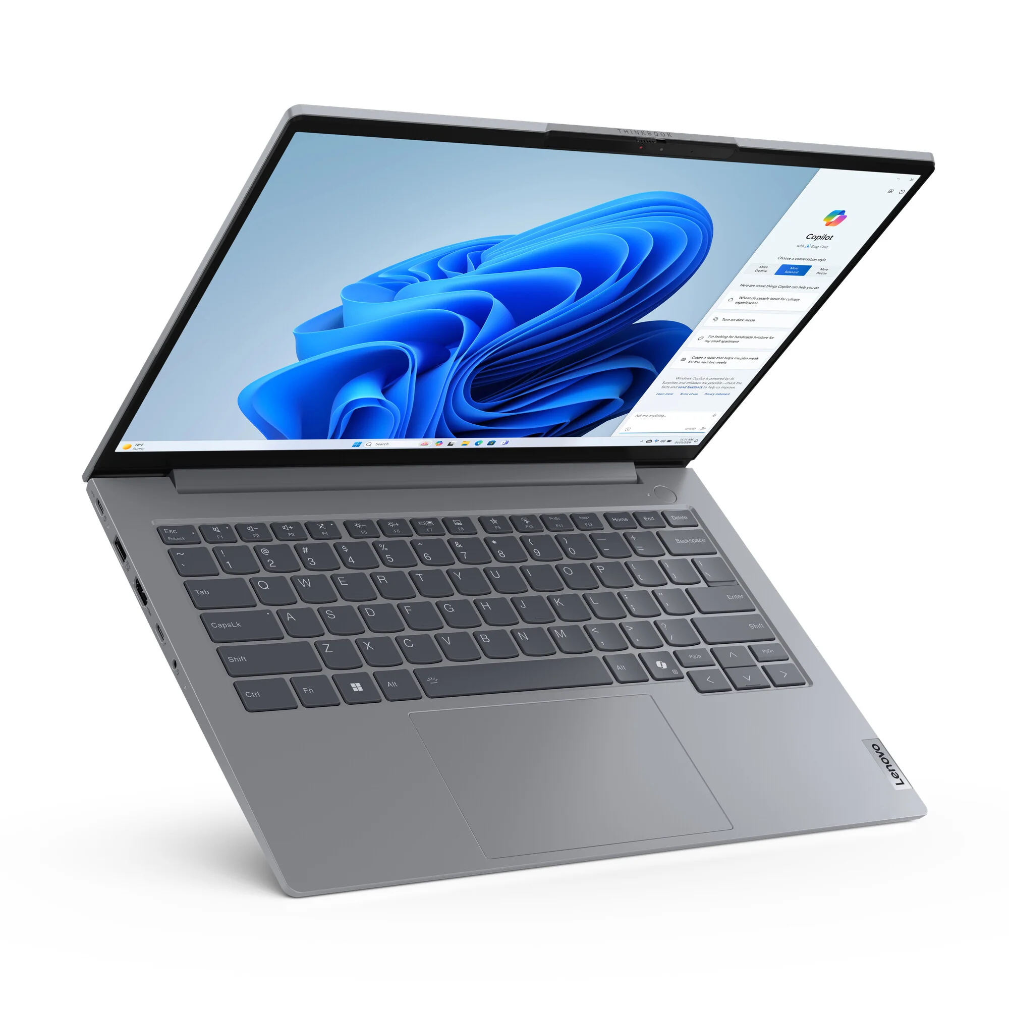 Lenovo ThinkBook 14 Laptop - 35.6 cm (14") - Intel Core Ultra 5 125U - 16 GB DDR5-SDRAM - 256 GB SSD - Wi-Fi 6E - Windows 11 Pro - Grey - Image 8