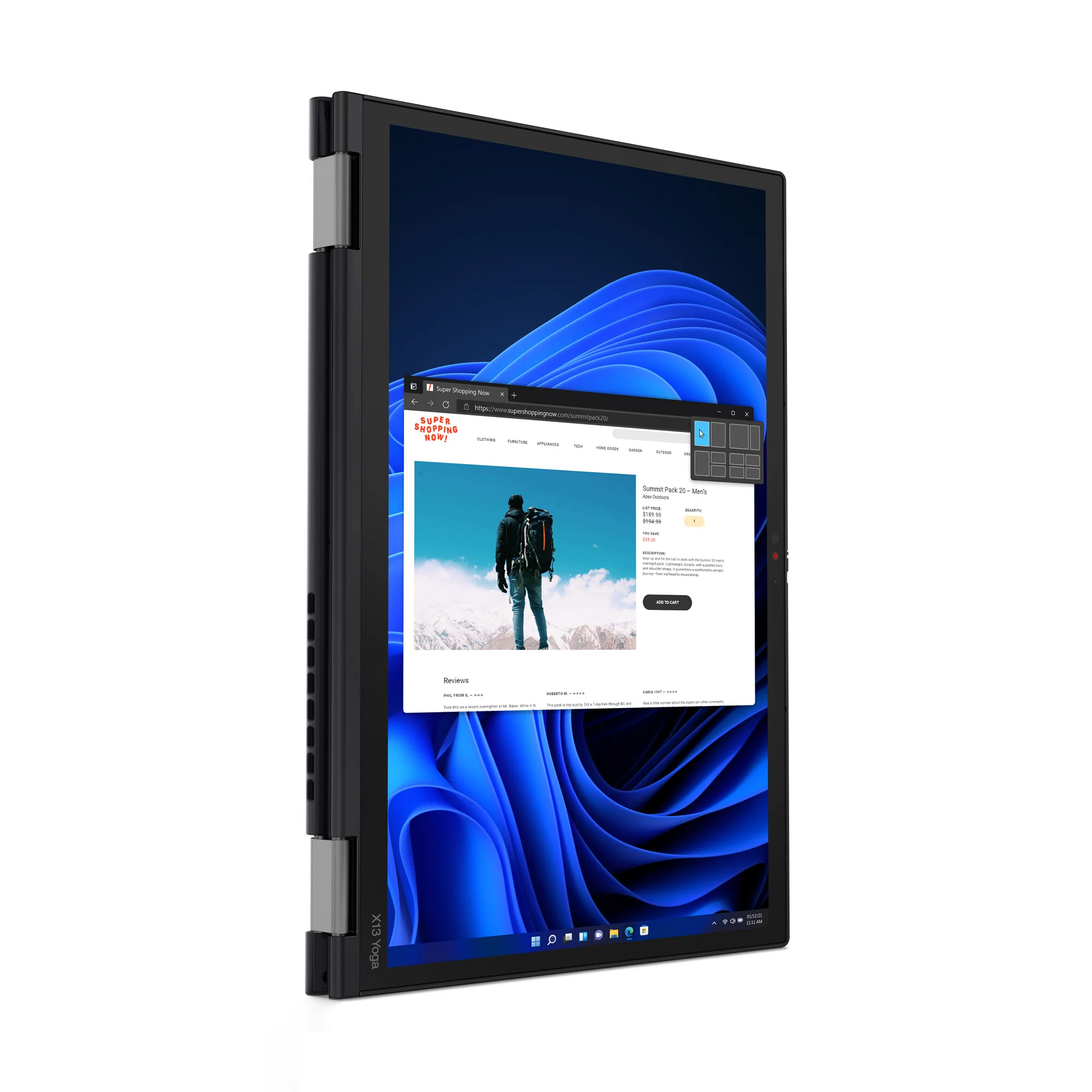 Lenovo ThinkPad X13 Yoga Gen 3 Hybrid (2-in-1) - 33.8 cm (13.3") - Touchscreen - Intel® Core™ i5-1235U - 16 GB LPDDR4x-SDRAM - 256 GB SSD - Wi-Fi 6E - Windows 11 Pro - Black - Image 10
