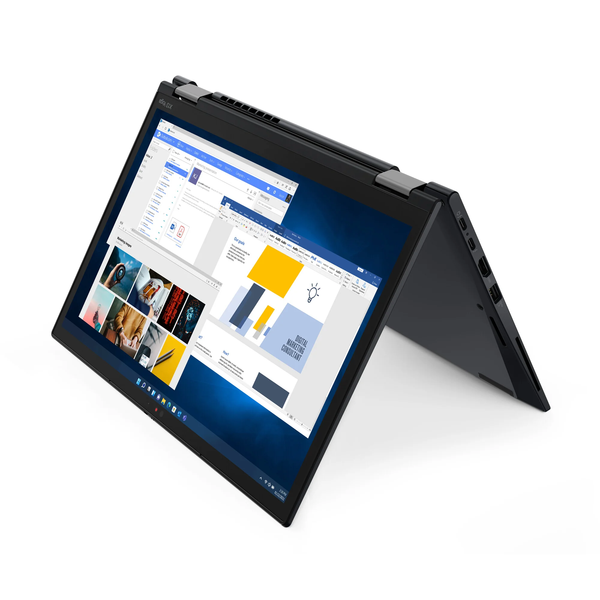 Lenovo ThinkPad X13 Yoga Gen 3 Hybrid (2-in-1) - 33.8 cm (13.3") - Touchscreen - Intel® Core™ i5-1235U - 16 GB LPDDR4x-SDRAM - 256 GB SSD - Wi-Fi 6E - Windows 11 Pro - Black - Image 7