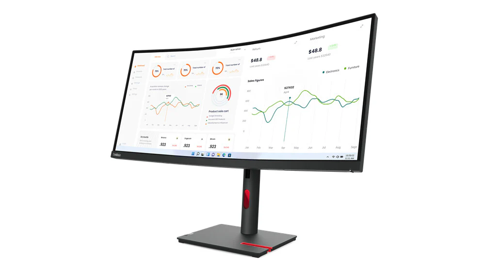 Lenovo ThinkVision T34w-30 LED display 86.4 cm (34") 3440 x 1440 pixels Wide Quad HD Black - Image 2