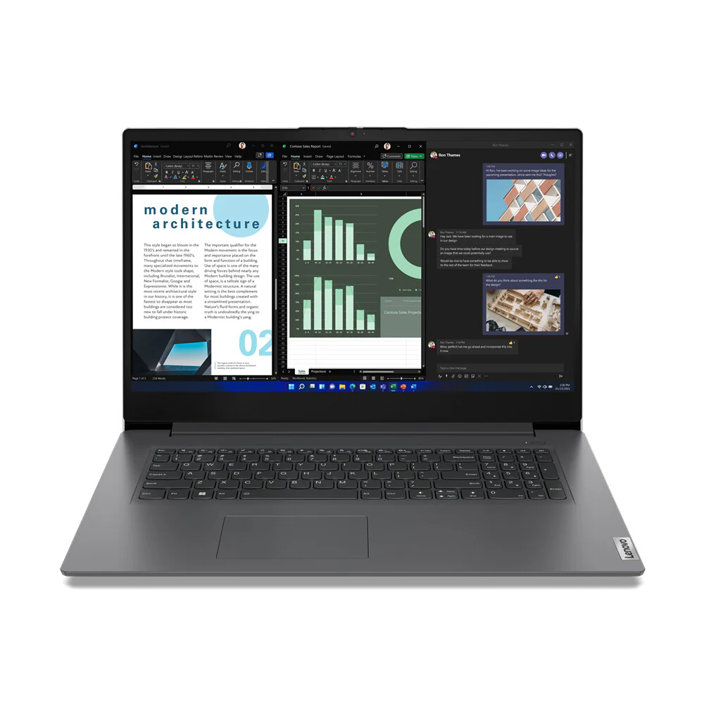 Lenovo V V17 Laptop - 43.9 cm (17.3") - Intel® Core™ i5-13420H - 8 GB DDR4-SDRAM - 256 GB SSD - Wi-Fi 6 - Windows 11 Pro - Grey