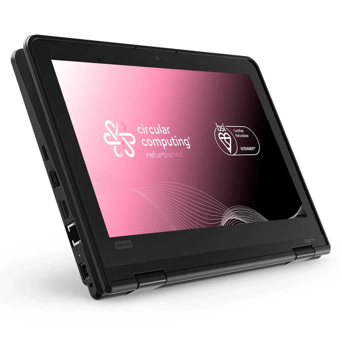 Lenovo Yoga 11e Laptop - 29.5 cm (11.6") - Touchscreen -  Intel Celeron - 8 GB DDR5-SDRAM - 128 GB SSD - Wi-Fi 5 (802.11ax) - Windows 11 Pro - Black - Refurbished - Image 4