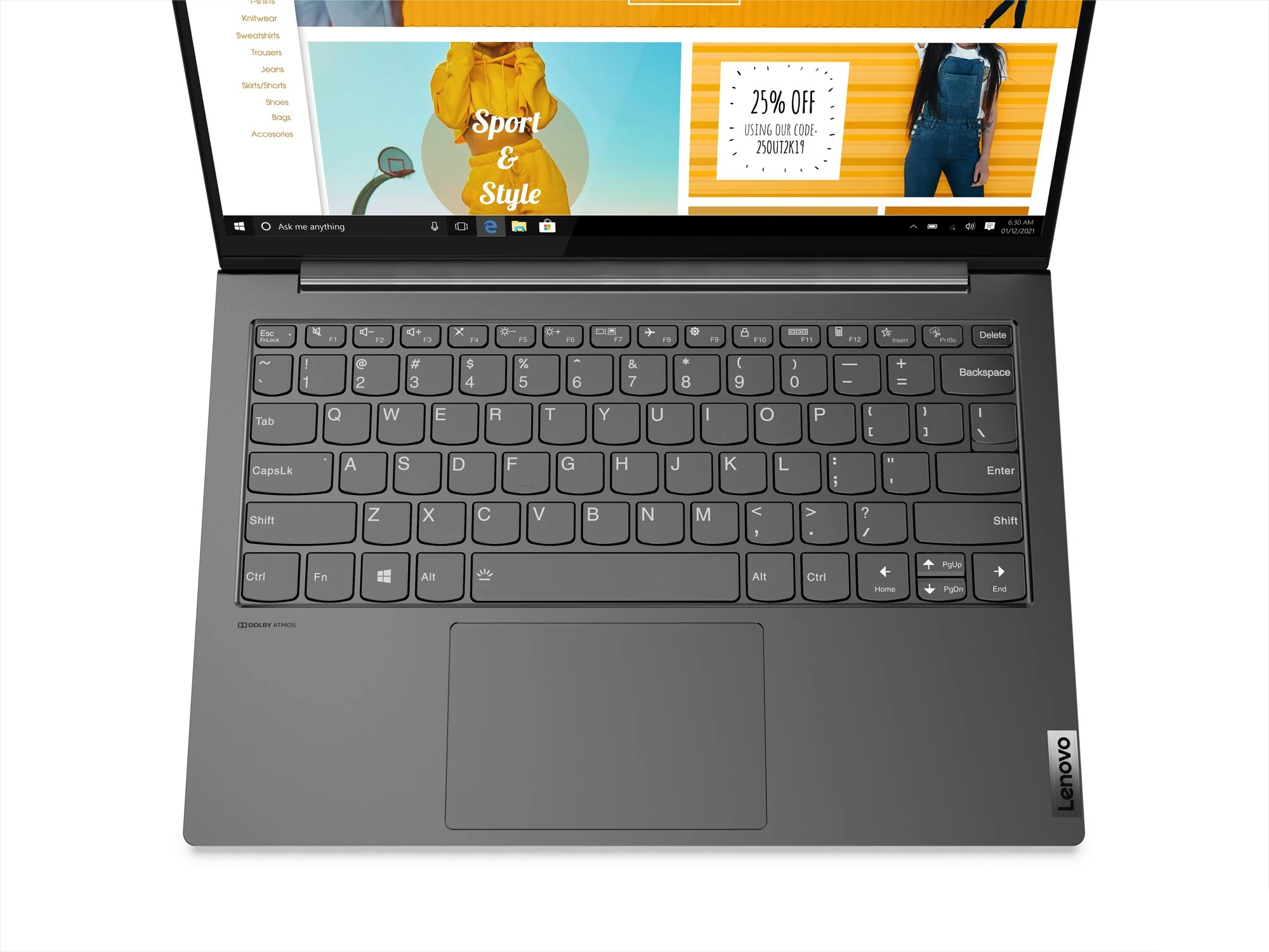 Lenovo Yoga Slim 7 Laptop - 33.8 cm (13.3") - AMD Ryzen™ 5 5600U - 8 GB LPDDR4x-SDRAM - 256 GB SSD - Wi-Fi 6 - Windows 10 Home - Grey - Image 4