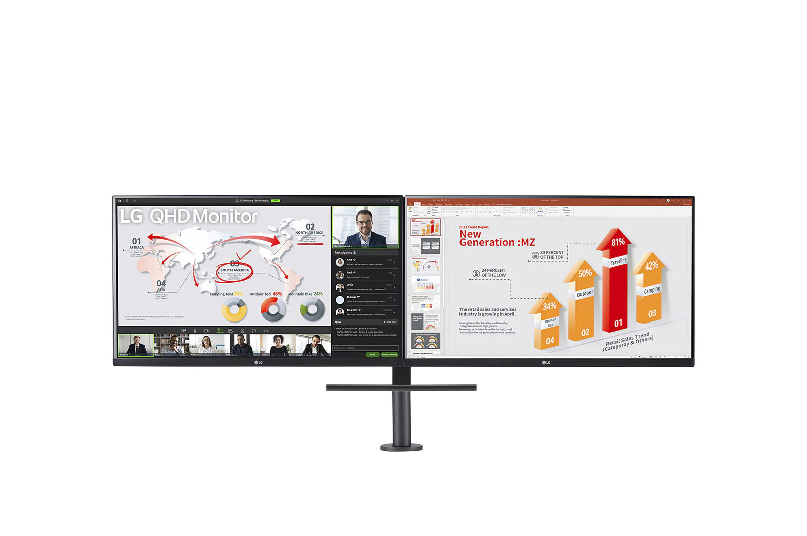 LG 27QP88DP-BS - 68.6 cm (27") 2560 x 1440 pixels Quad HD Dual Monitor with Daisy Chain