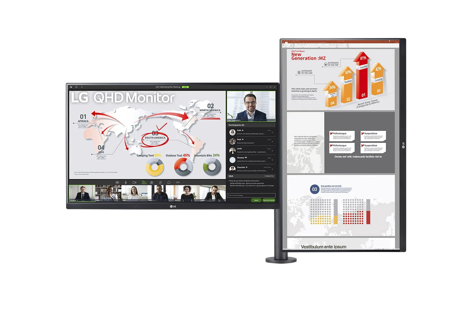 LG 27QP88DP-BS - 68.6 cm (27") 2560 x 1440 pixels Quad HD Dual Monitor with Daisy Chain - Image 2