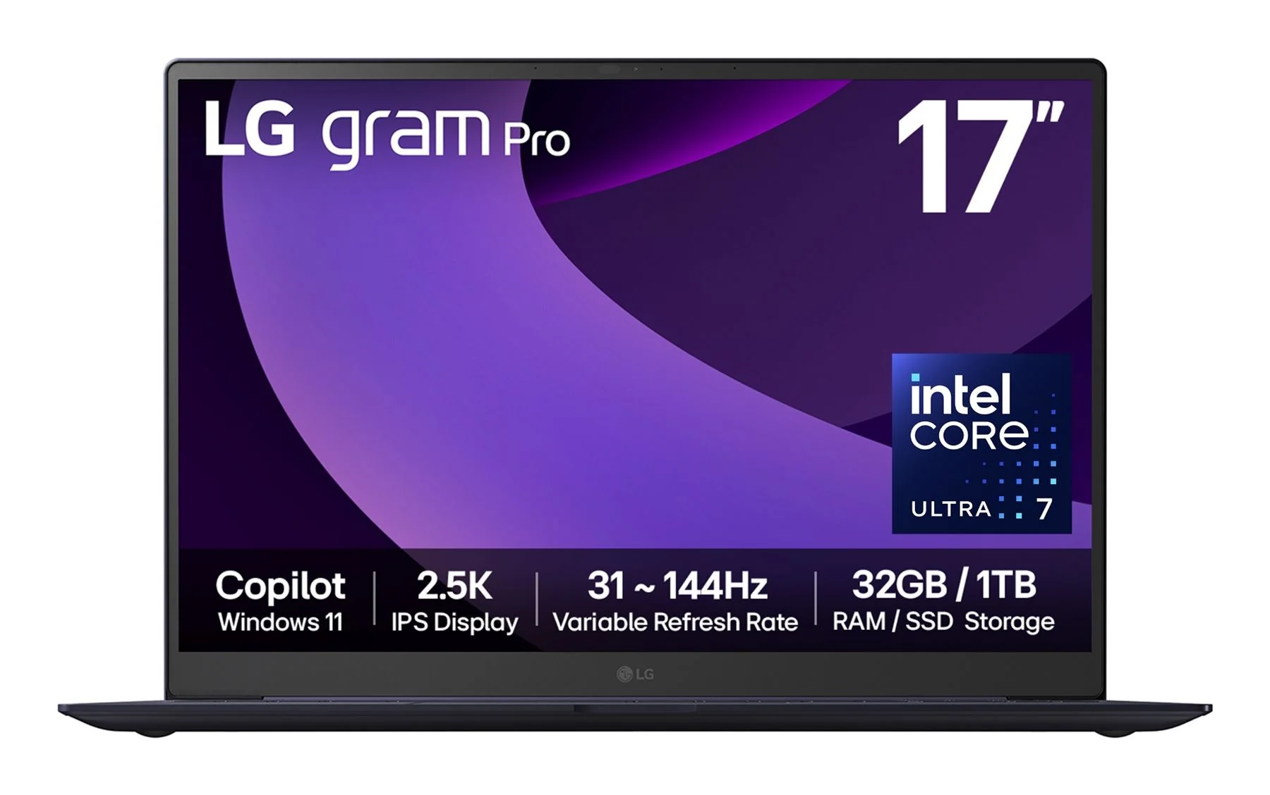 LG Gram Pro Laptop - 43.2 cm (17") - Intel Core Ultra 7 225H - 32 GB LPDDR5x-SDRAM - 1 TB SSD - Wi-Fi 7 - Windows 11 Home - Black