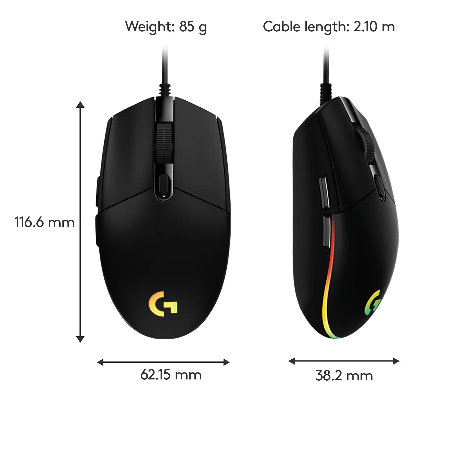 Logitech G - G203 LIGHTSYNC Gaming Mouse in Black - 8,000 DPI - Image 8