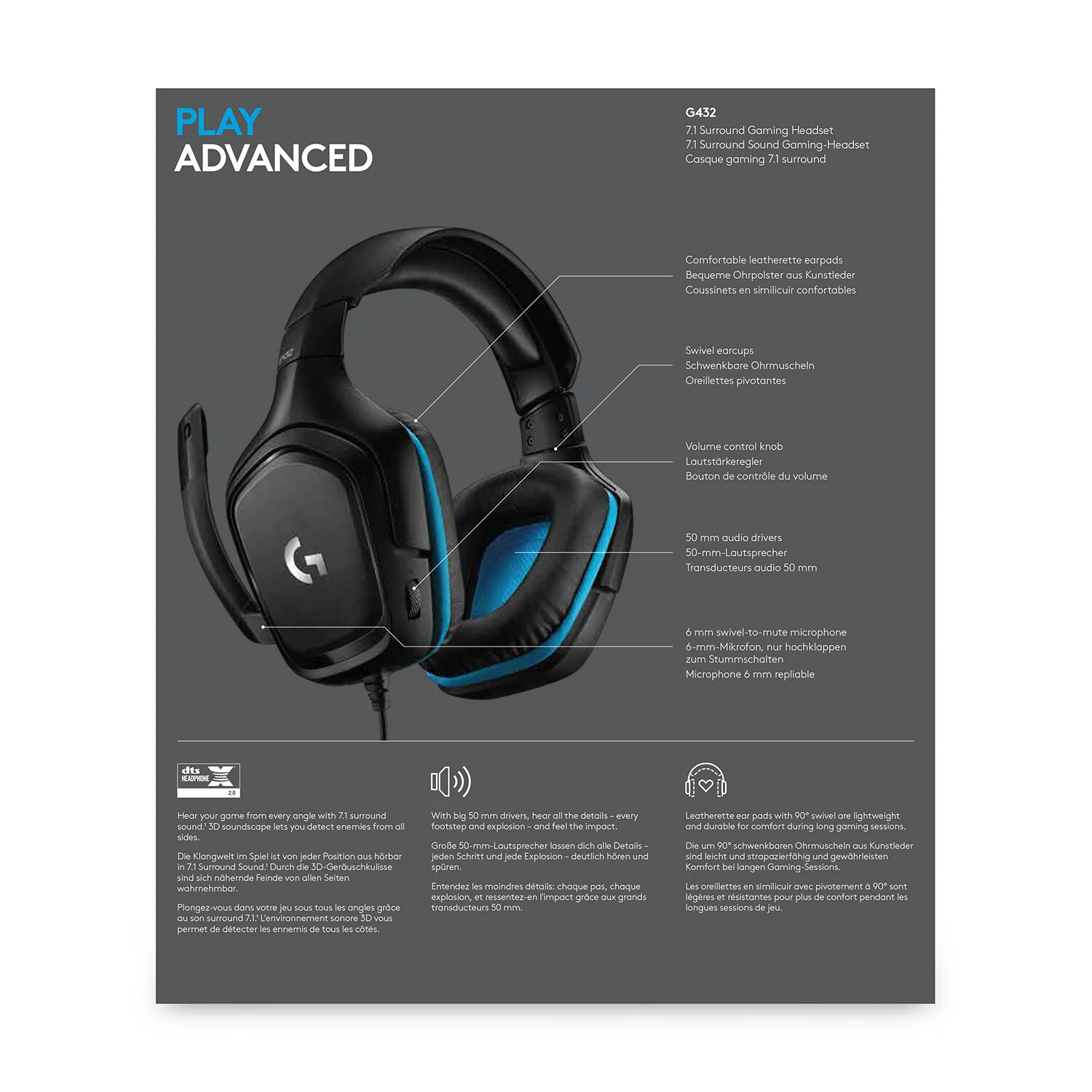Logitech G - G432 Wired 7.1 Surround Sound Gaming Headset - Image 6