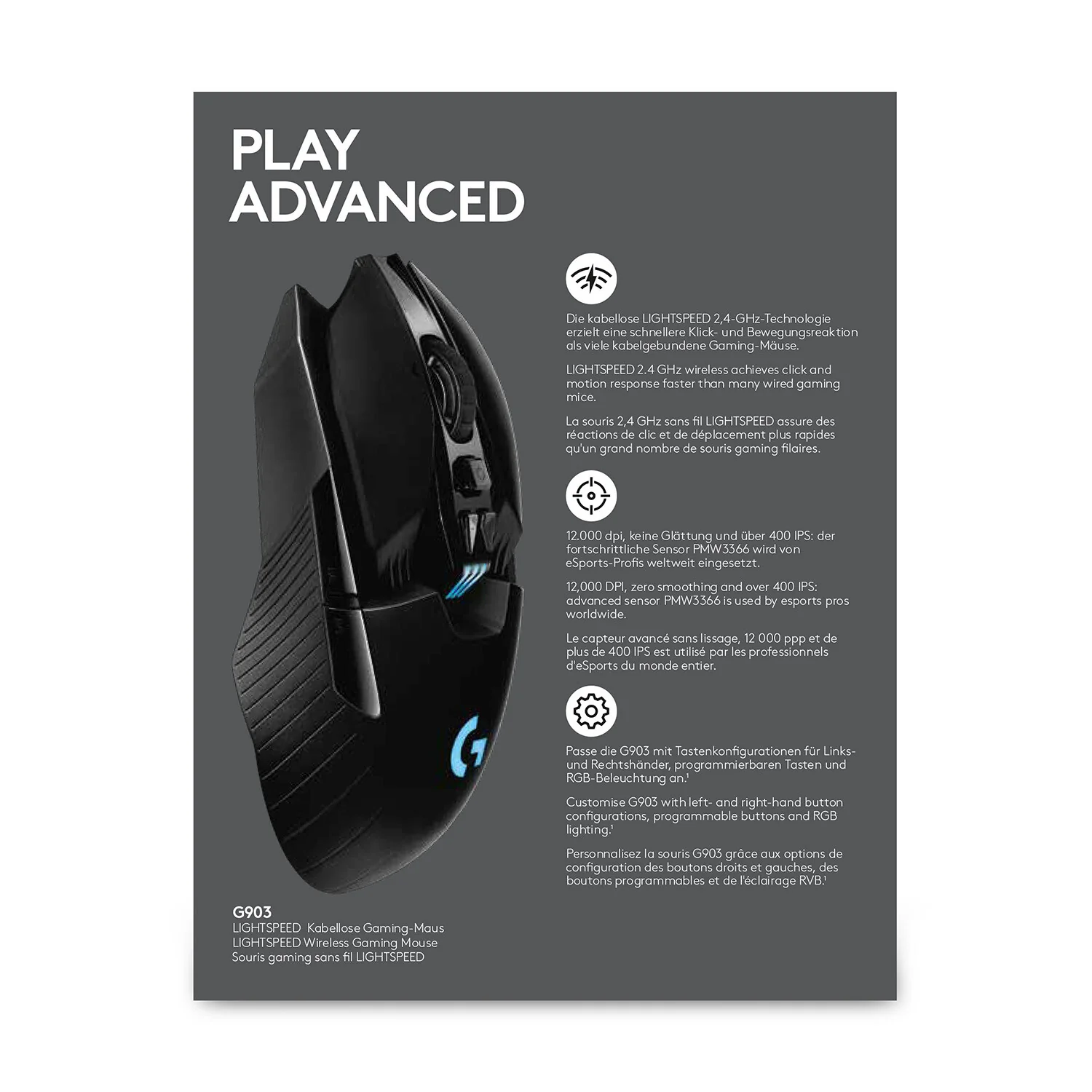 Logitech G - G903 LIGHTSPEED Gaming Mouse in Black - 25,600 DPI - Image 17