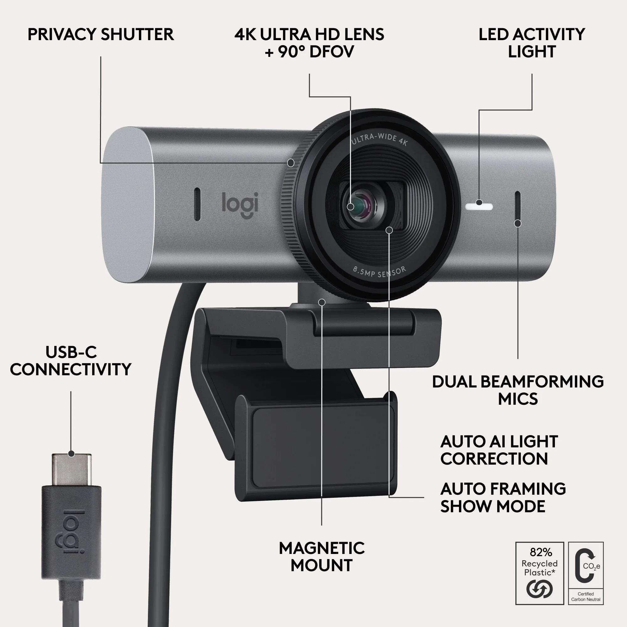 Logitech MX Brio 705 - 8.5 MP 4096 x 2160 pixels USB Webcam - Image 15