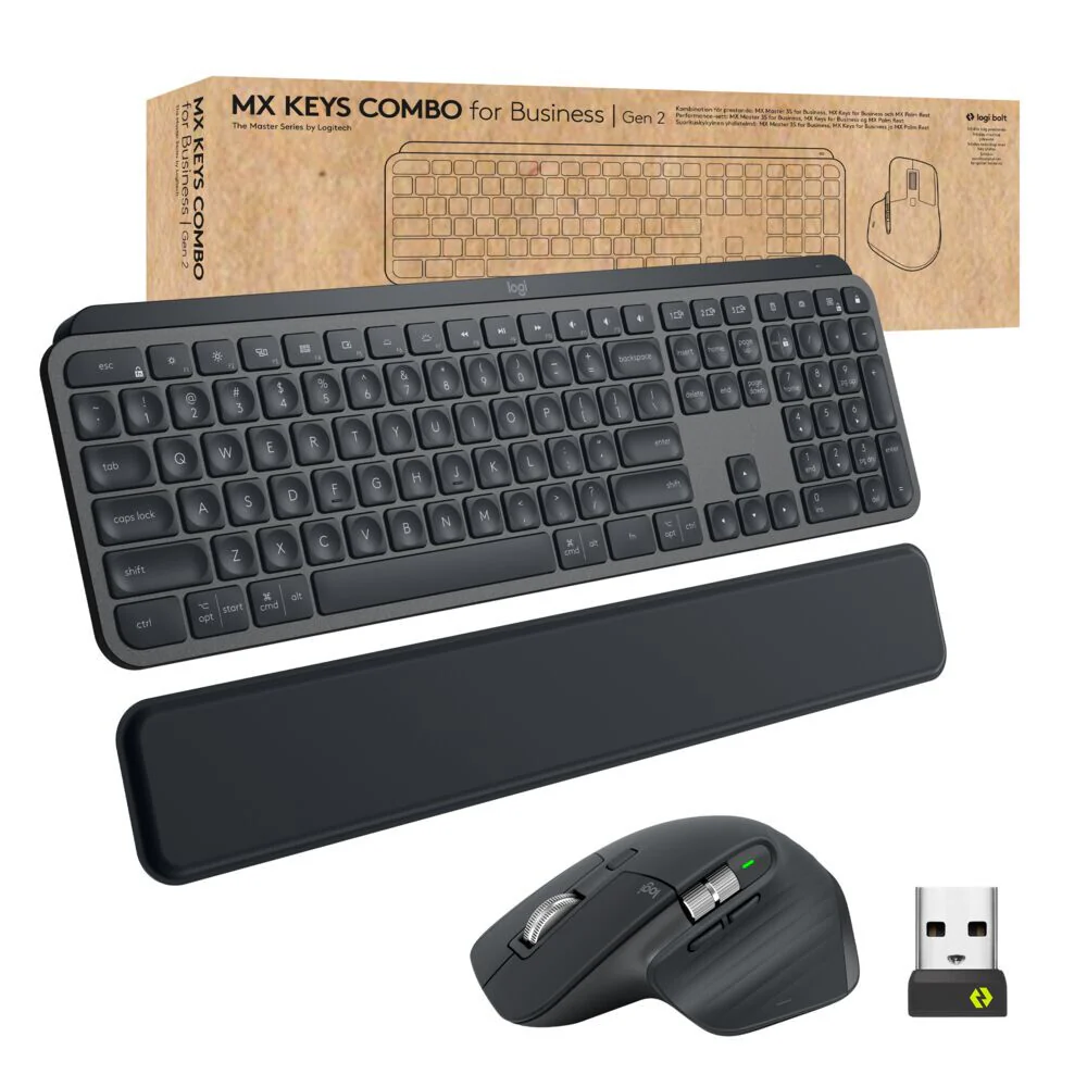 Logitech MX Keys combo for Business - RF Wireless + Bluetooth Keyboard (QWERTZ Swiss) & Mouse in Graphite