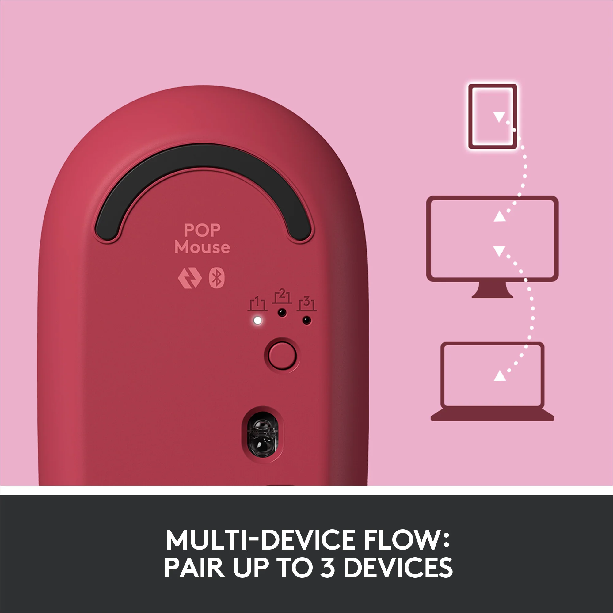 Logitech POP Mouse with emoji in Pink - Image 7