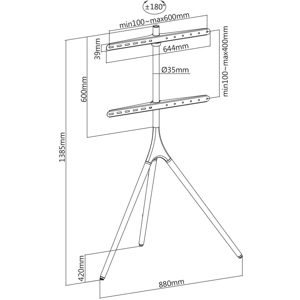 Manhattan 461795 - Tripod monitor/TV floor stand for 114.3 cm (45") to 165.1 cm (65") - Image 10