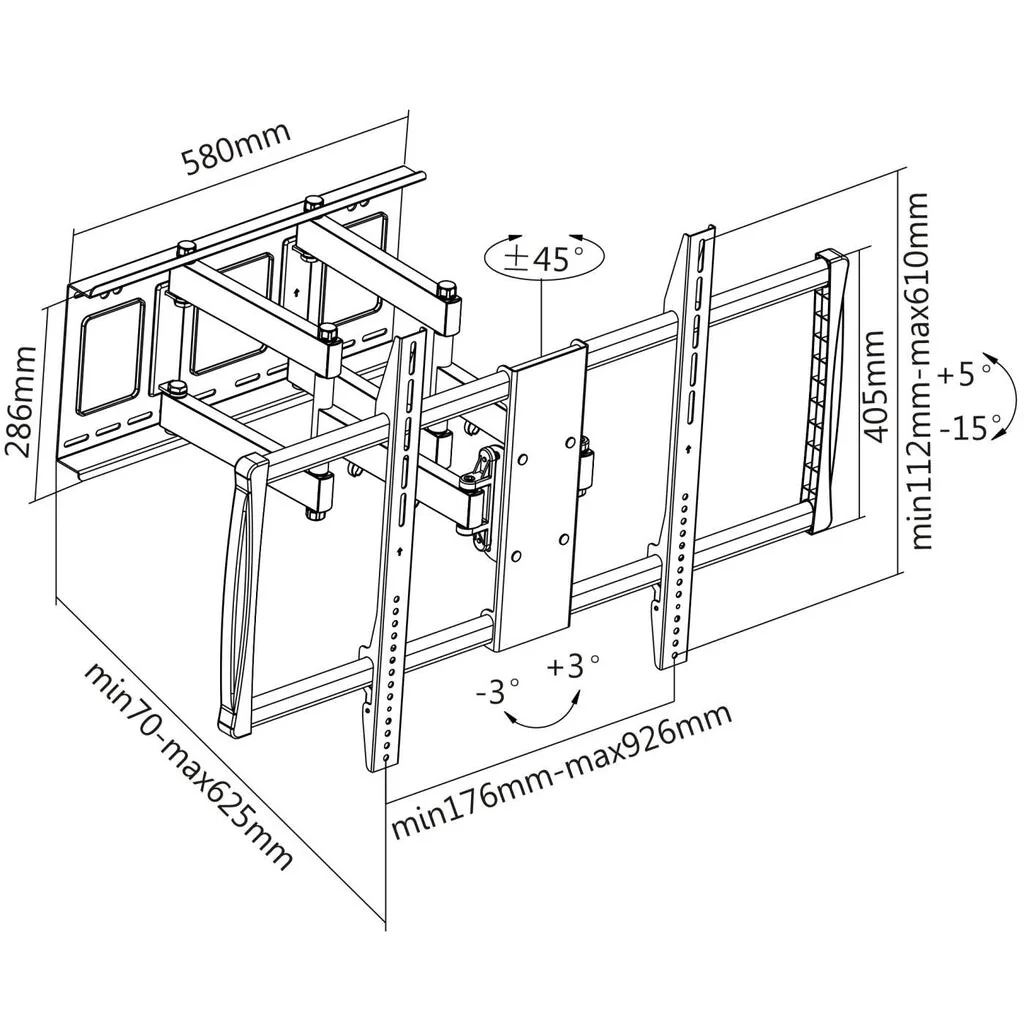 Manhattan 461221 - Wall monitor/TV mount for 152.4 cm (60") to 2.54 m (100") - Image 13