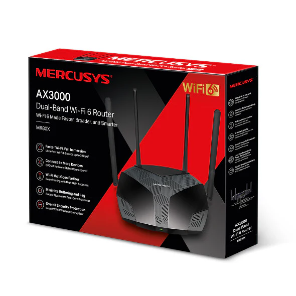 Mercusys AX3000 - Gigabit Ethernet Dual-band (2.4 GHz / 5 GHz) Wi-Fi 6 wireless router in Black - Image 9
