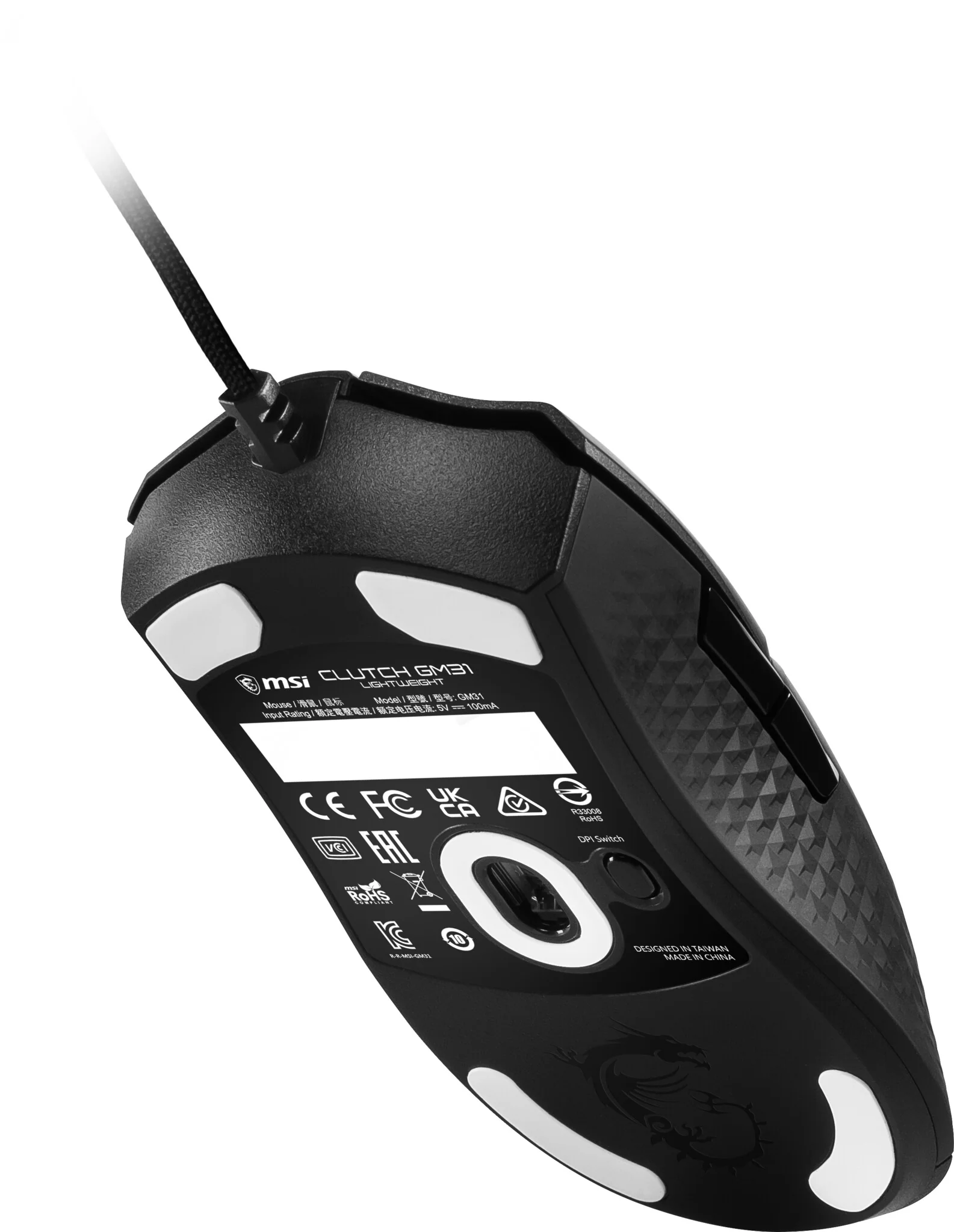 MSI CLUTCH GM31 LIGHTWEIGHT - USB Type-A Optical mouse in Black - 12,000 DPI - Image 7