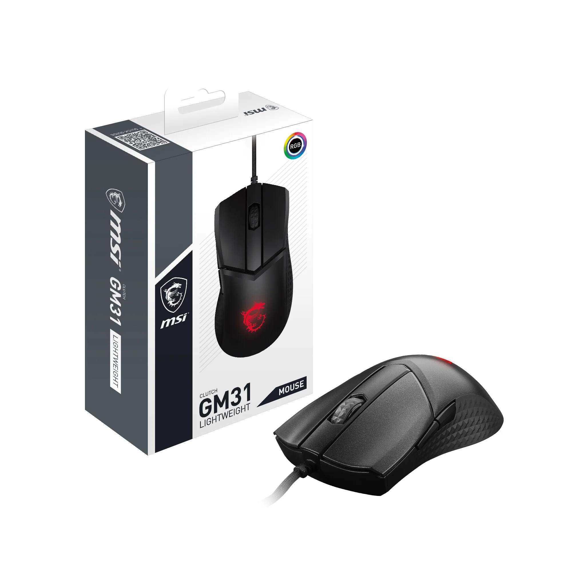 MSI CLUTCH GM31 LIGHTWEIGHT - USB Type-A Optical mouse in Black - 12,000 DPI - Image 8