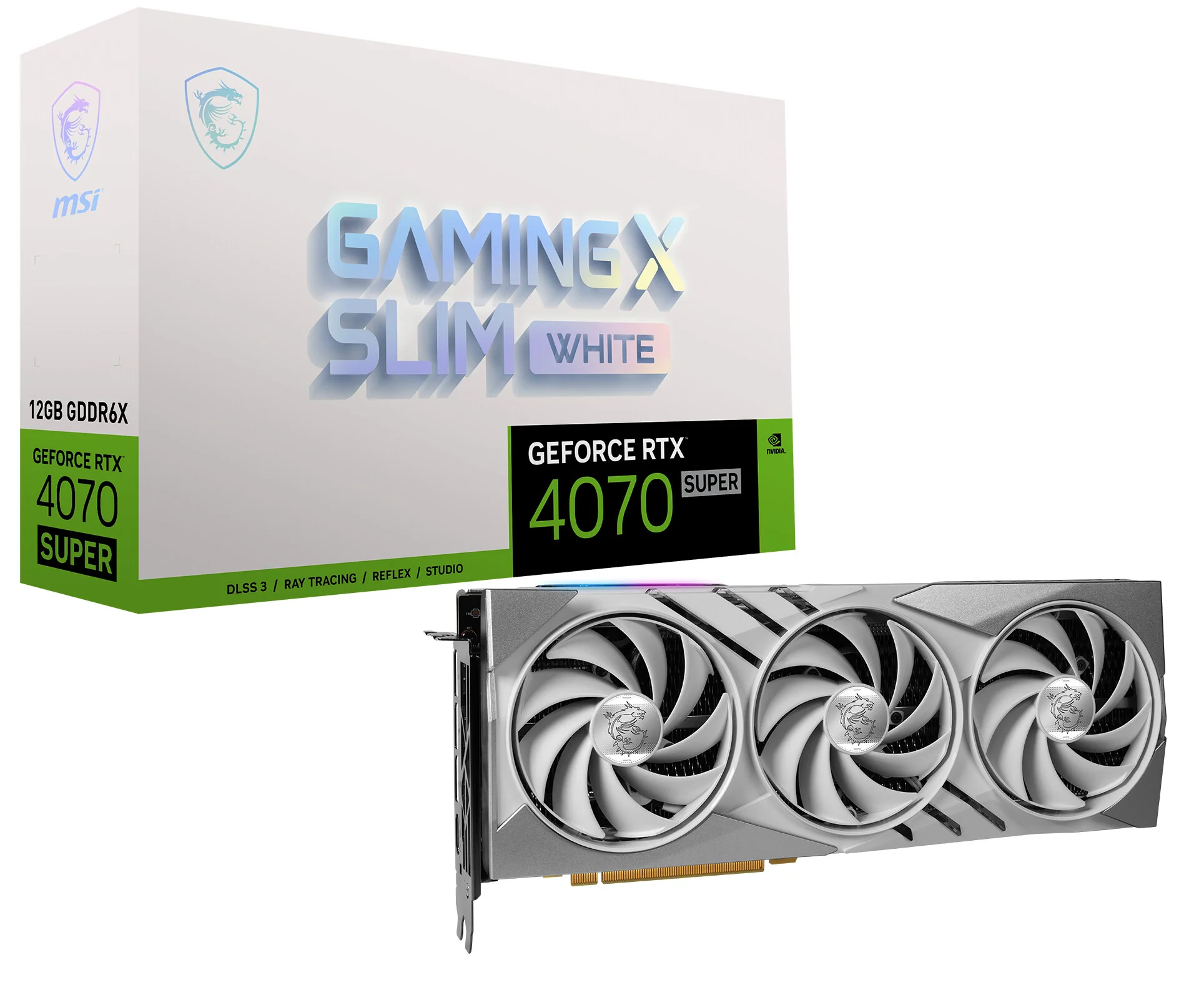 MSI GAMING X SLIM WHITE - NVIDIA 12 GB GDDR6X GeForce RTX 4070 SUPER graphics card
