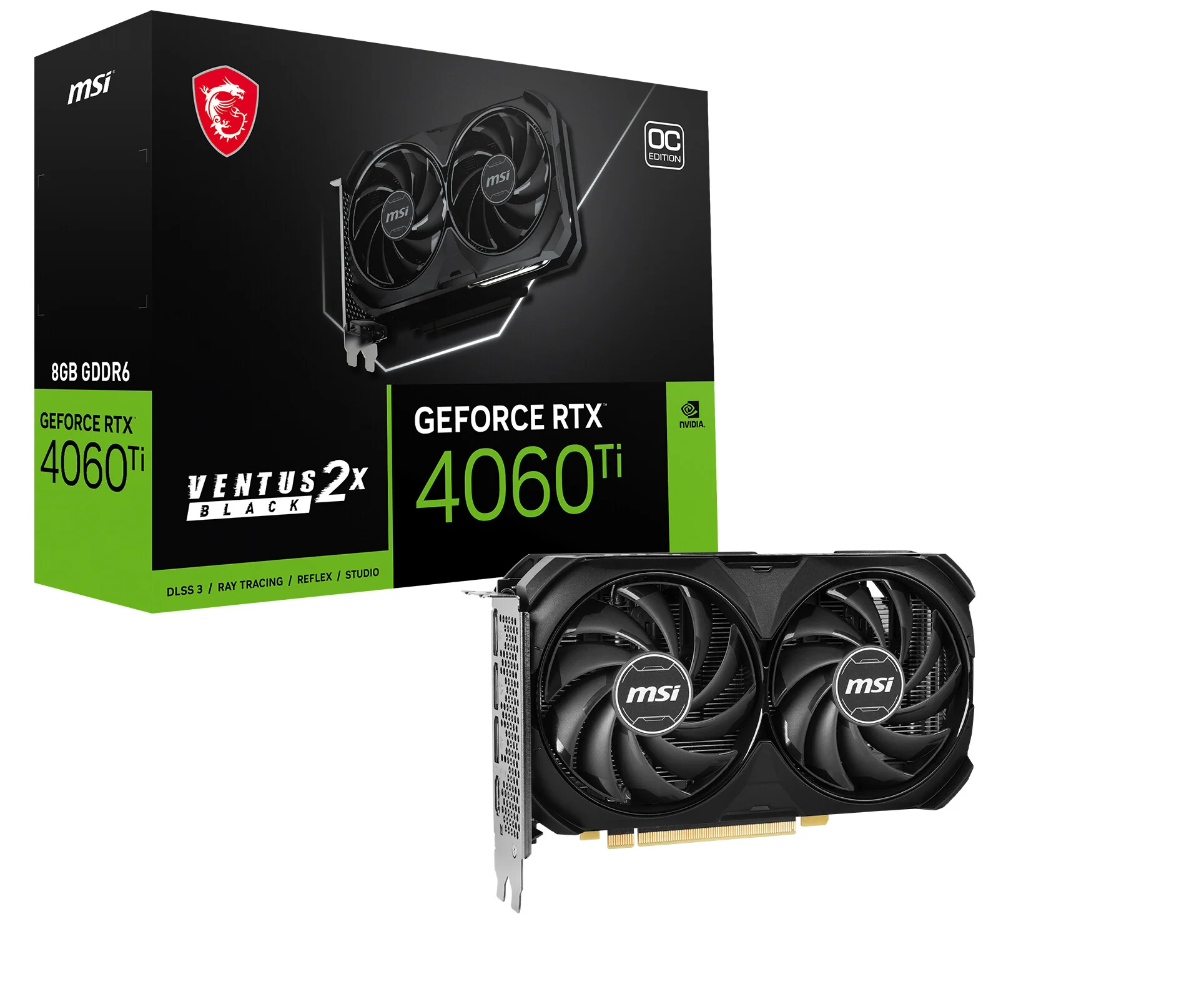 MSI VENTUS 2X BLACK 8G OC - NVIDIA 8 GB GDDR6 GeForce RTX 4060 Ti graphics card - Image 2