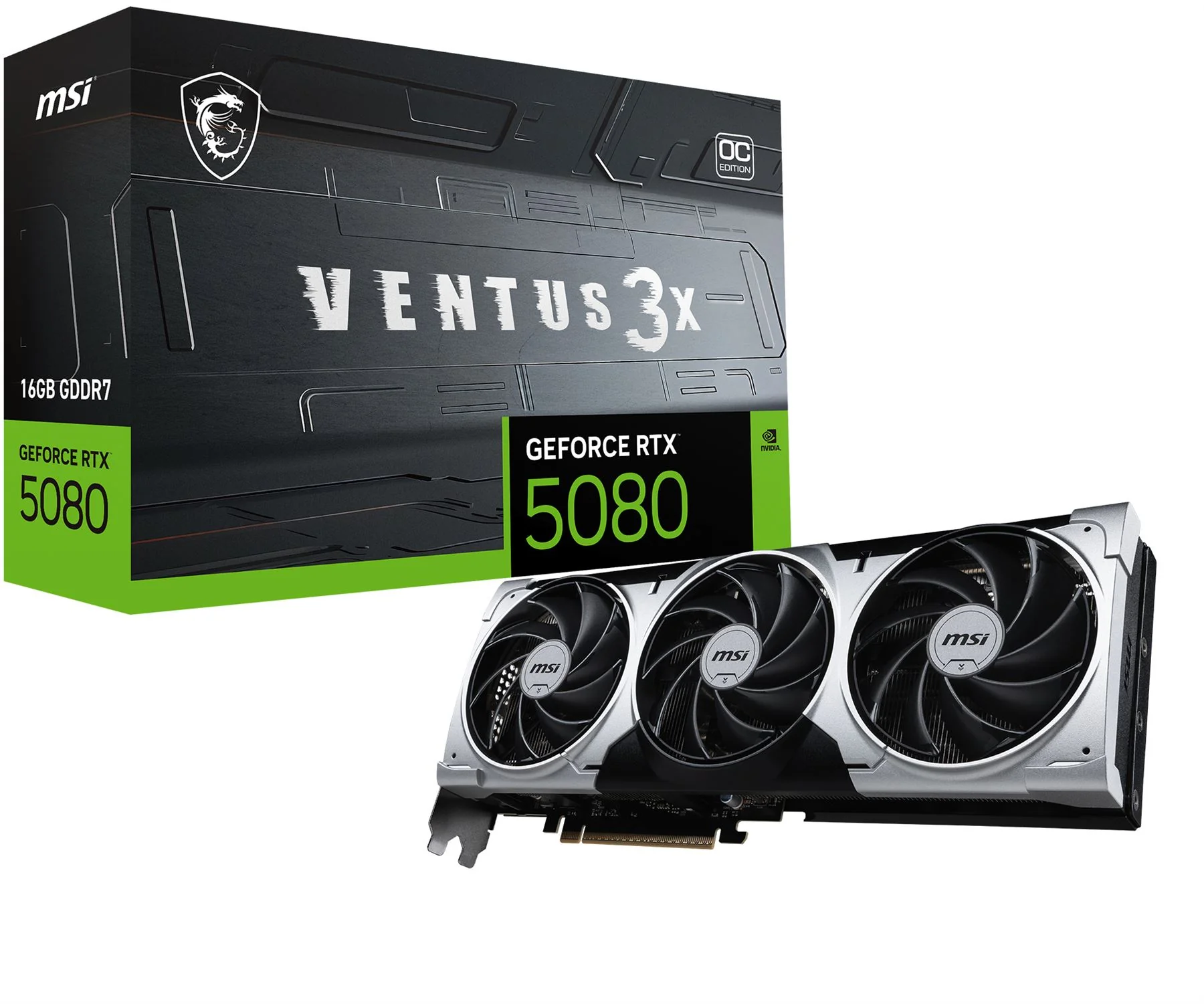 MSI VENTUS 3X OC PLUS - NVIDIA 16GB GDDR7 GeForce RTX 5080 graphics card