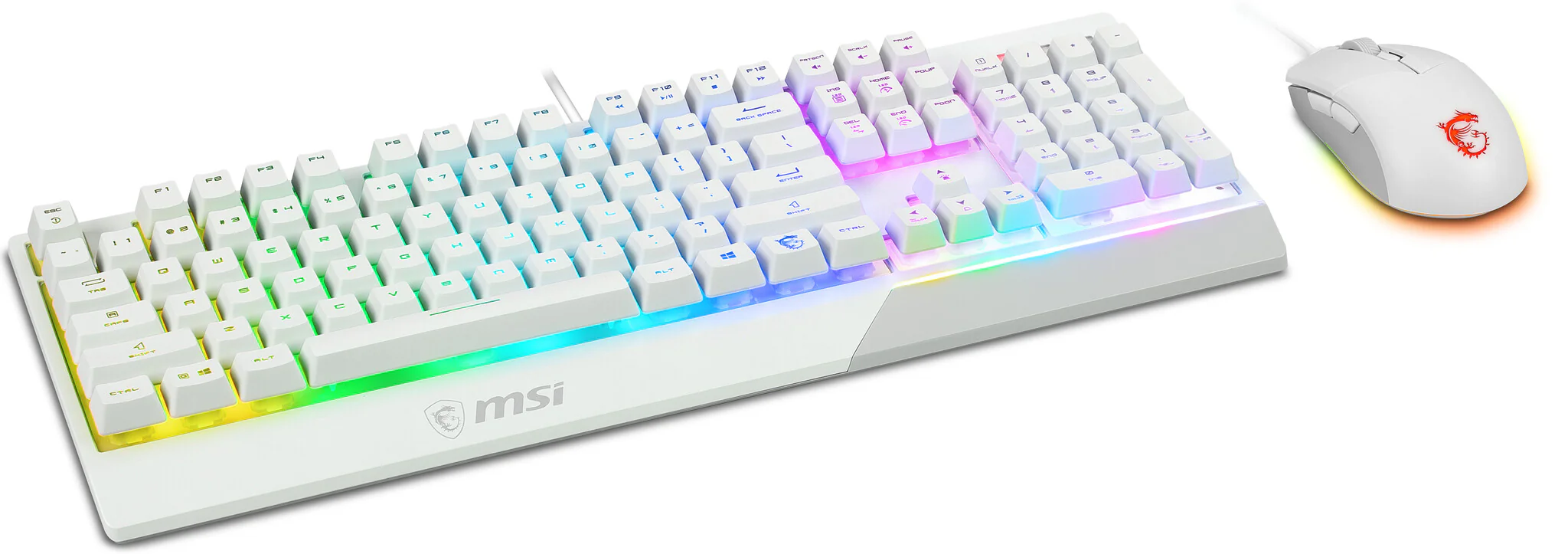 MSI VIGOR GK30 GAMING COMBO - RGB Mechanical Gaming Keyboard + Clutch GM11 Gaming Mouse in White - 5,000 DPI - Image 4