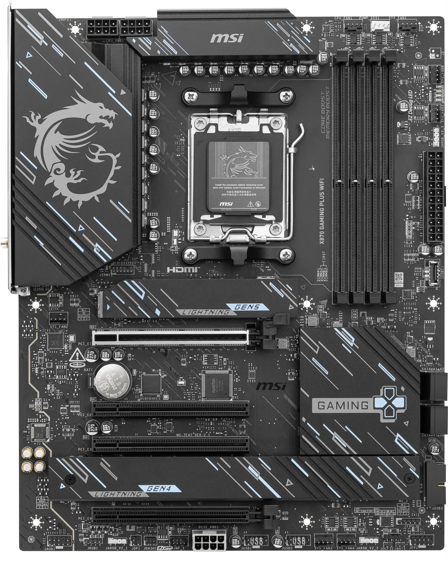 MSI X870 GAMING PLUS WIFI ATX motherboard - AMD X870 Socket AM5