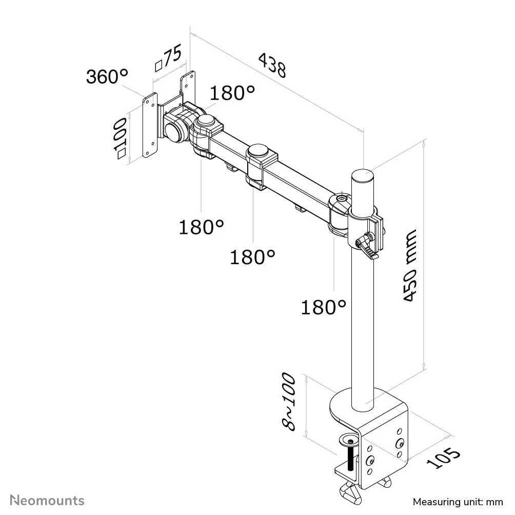 Neomounts FPMA-D960 - Desk monitor mount for 25.4 cm (10") to 76.2 cm (30") - Image 6