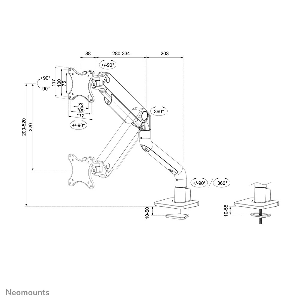 Neomounts DS70S-950BL1 - Desk monitor mount for 43.2 cm (17") to 124.5 cm (49") - Image 19