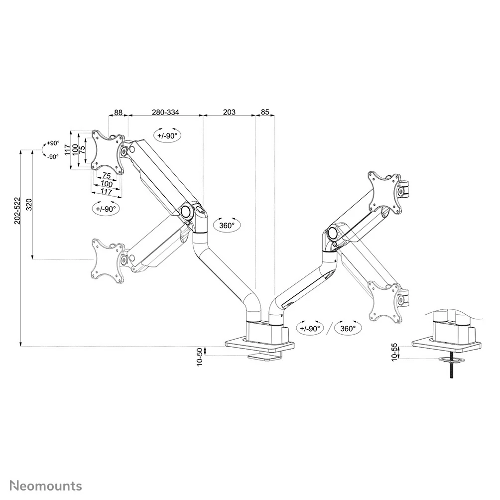 Neomounts DS70S-950BL2 - Desk monitor mount for 43.2 cm (17") to 88.9 cm (35") - Image 19