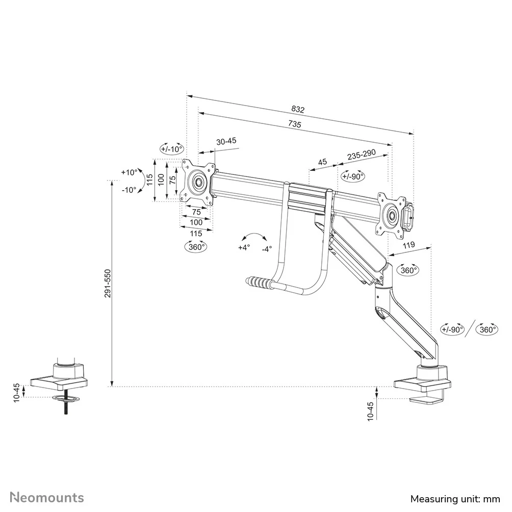Neomounts DS75-450WH2 - Desk monitor mount for 43.2 cm (17") to 81.3 cm (32") - Image 20