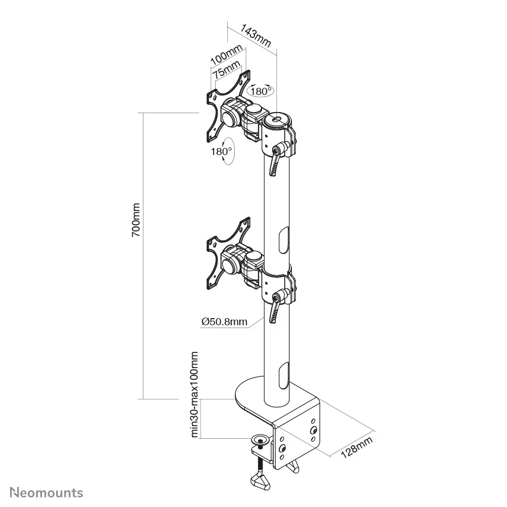 Neomounts FPMA-D960DVBLACKPLUS - Desk monitor mount for 43.2 cm (17") to 124.5 cm (49") - Image 6