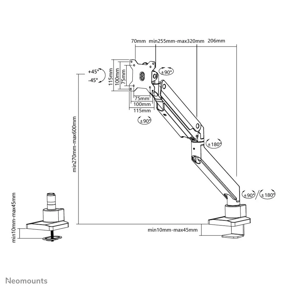 Neomounts NM-D775WHITEPLUS - Desk monitor mount for 25.4 cm (10") to 124.5 cm (49") - Image 8