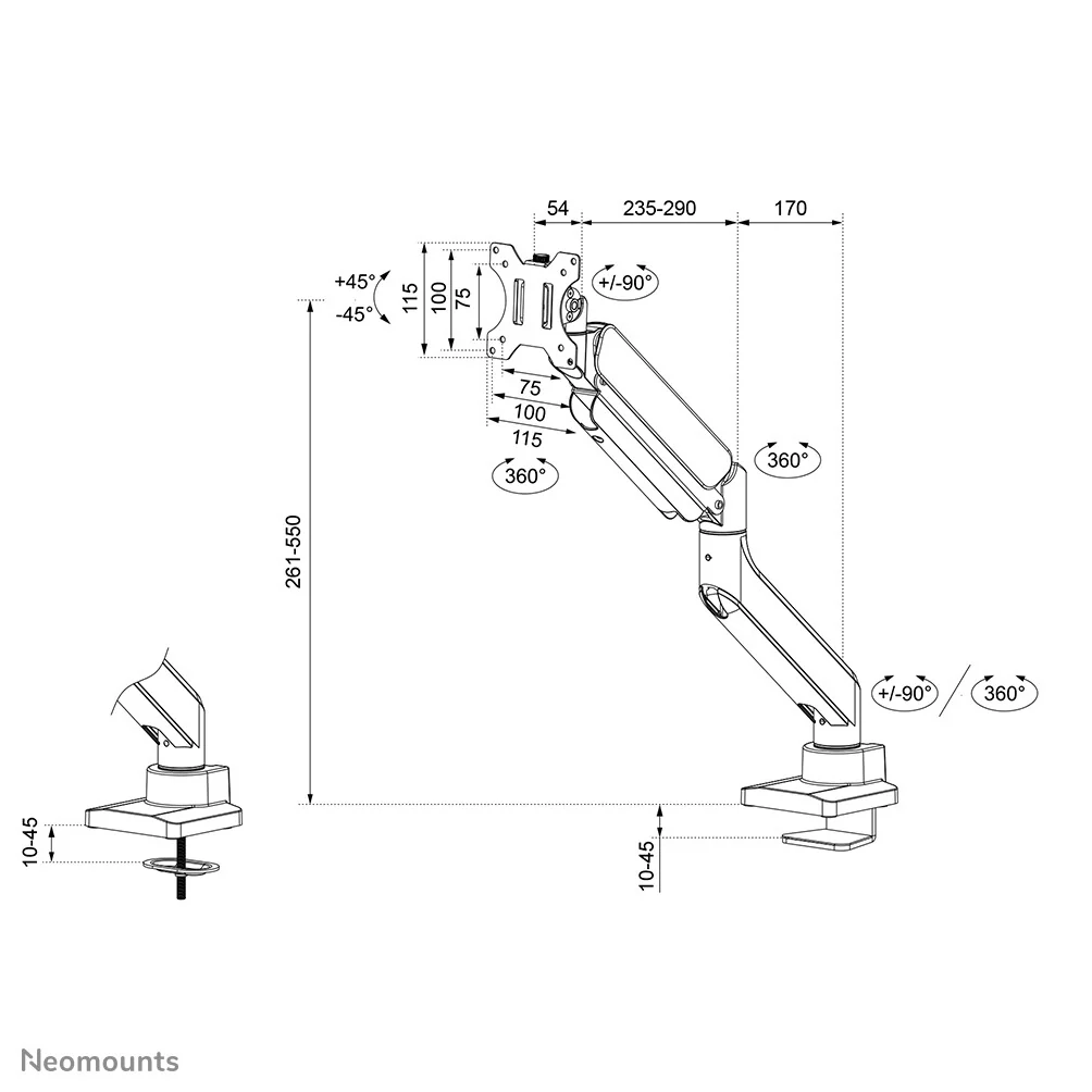 Neomounts DS70PLUS-450WH1 - Desk monitor mount for 43.2 cm (17") to 124.5 cm (49") - Image 18